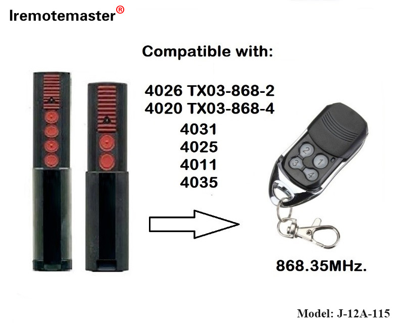 4020 4026 TX03-868-4 ریموٹ کنٹرول 868mhz TX03-8-4 رولنگ کوڈ کے لیے